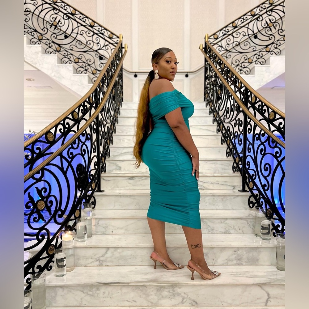 SHEIN SXY Plus One Shoulder Ruched Bodycon Dress